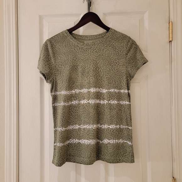 Athleta Tops - Athleta T-Shirt Size Small Olive Green White Stripes Comfy Tee #598559 NWOT NEW